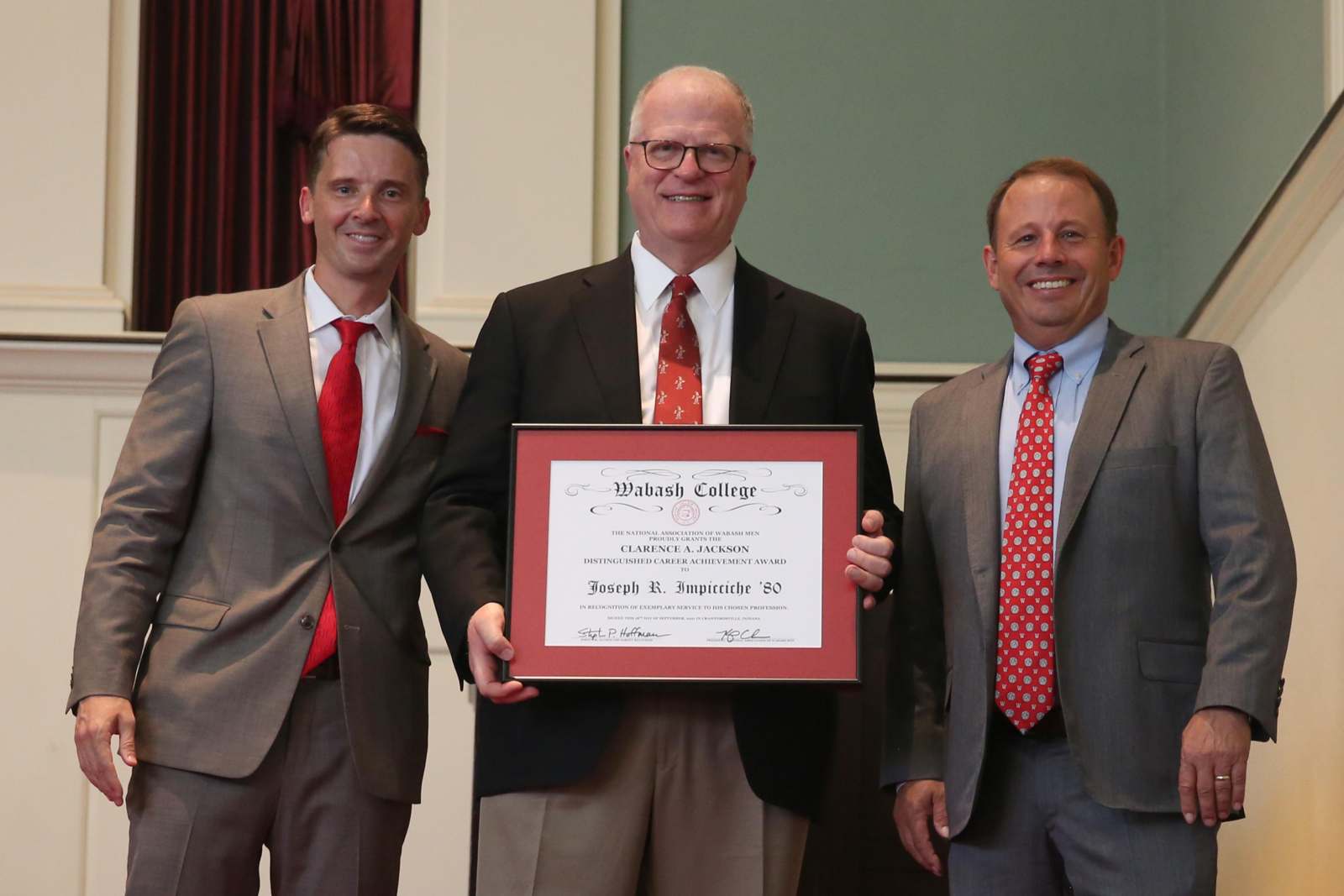 Joe was presented with the Clarence A. Jackson award by the National Association of Wabash Men in 2021.