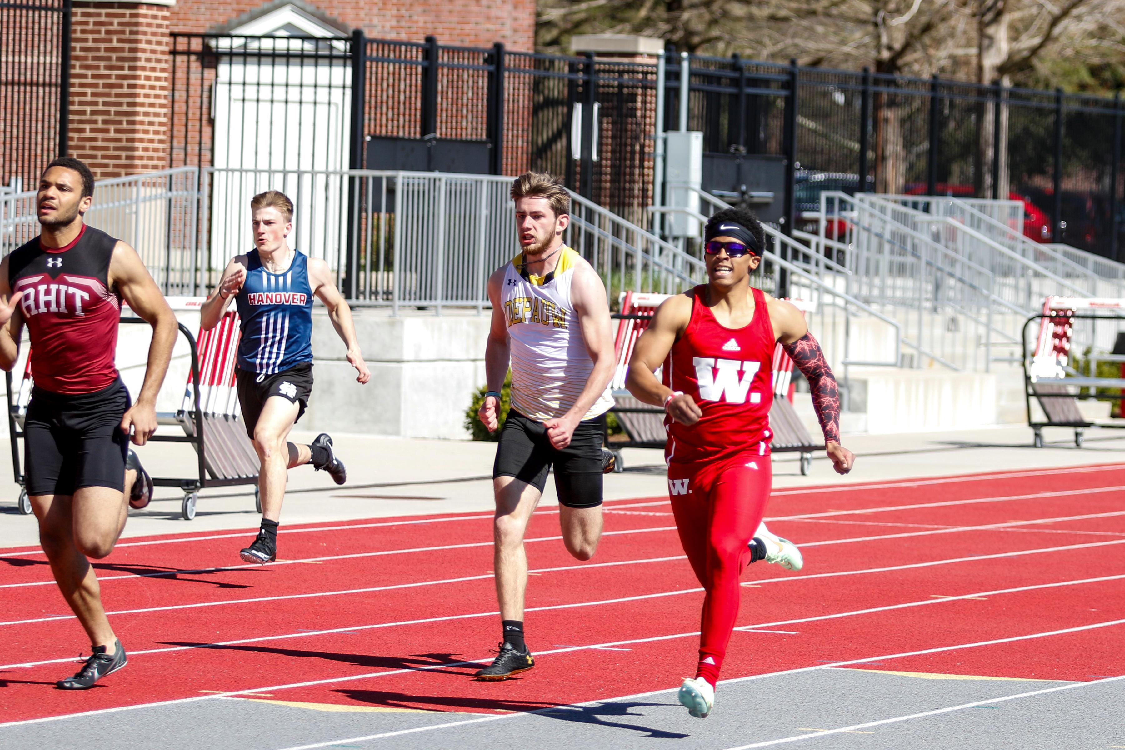 Hearns (far right) posted a fourth-place finish in the 60-meter dash finals at the 2023 North Coast Athletic Conference Indoor Track and Field Championships with a career-best time of 7.03 in the final. He finished fifth in the 60-meter dash at the 2022 NCAC Indoor Championships. His career-best in the 200-meter dash came at home in 2023 at the Huntsman Family Invitational where he finished second with a time of 22.57. 