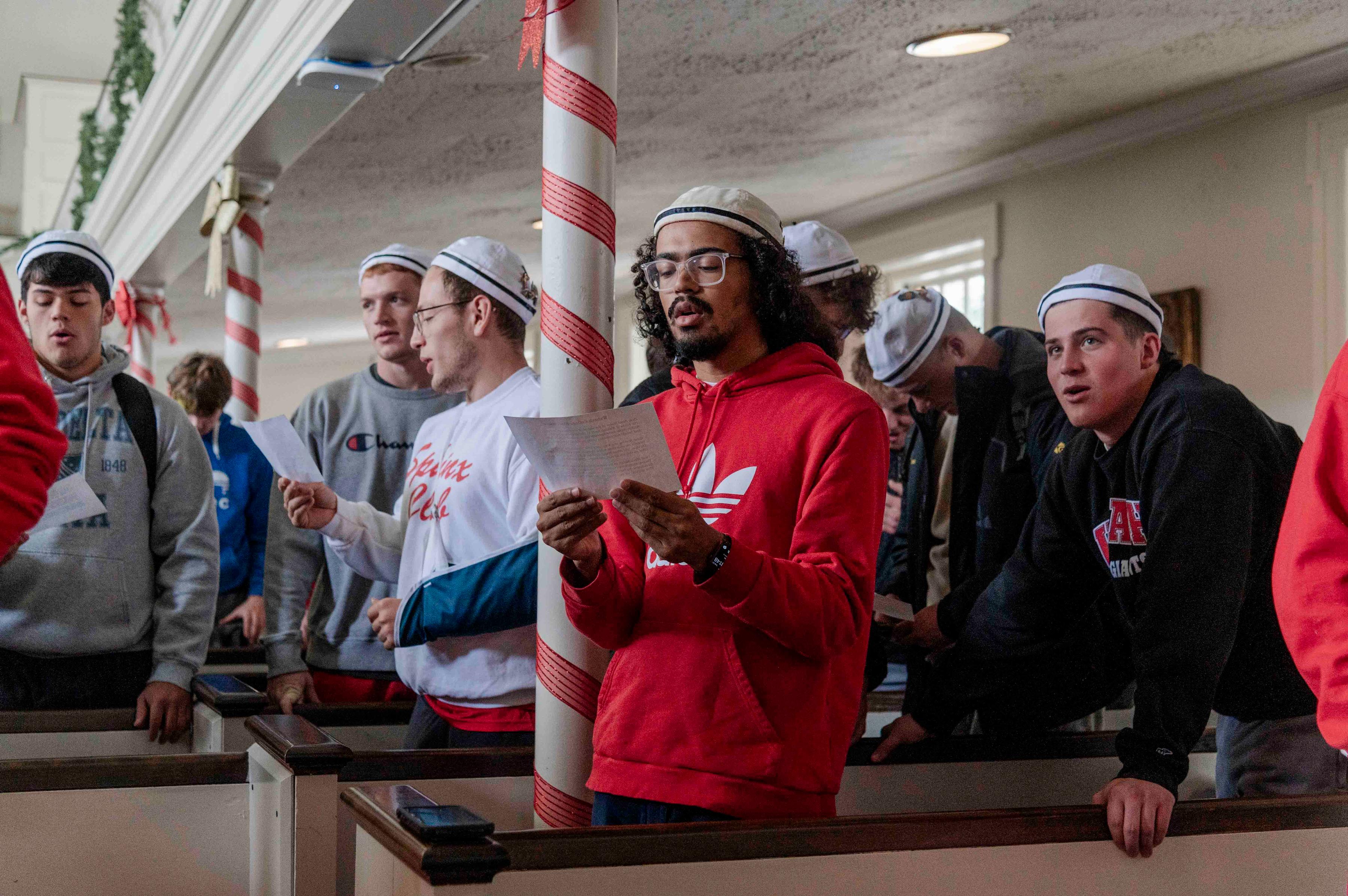 For Founders’ Day, the Glee Club led a session to introduce the singing of  Alma Mater to Wabash students. 