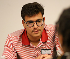 Plenty of skills are needed to facilitate a discussion and the most necessary might be listening, as displayed by Alejandro Cruz ’27.