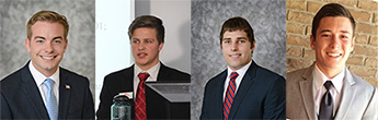 (from left) Adam Burtner '17, Jack Kellerman '18, and Austin Weirich '18, and Michael Lumpkin ’18