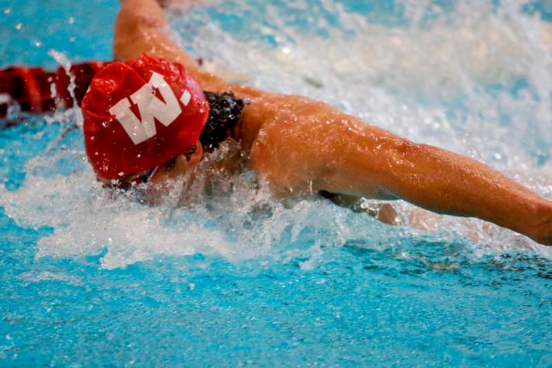 a person swimming in a pool