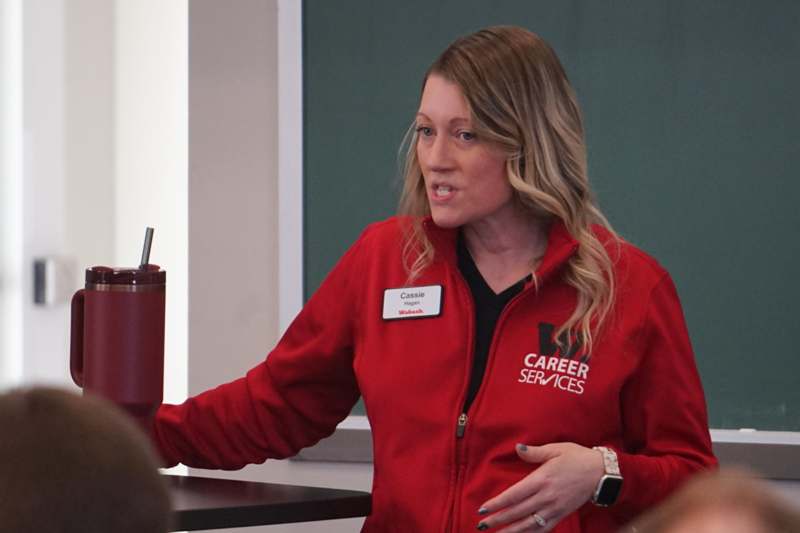 a woman in a red jacket